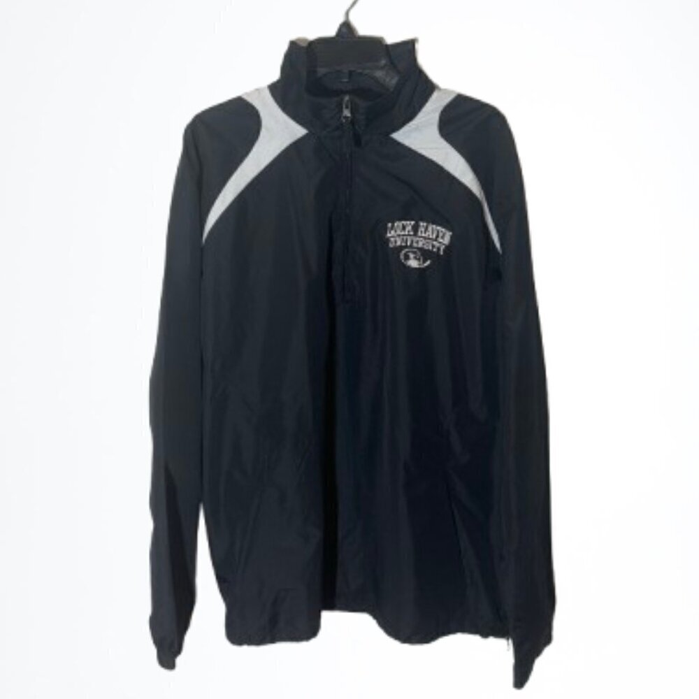 Men's Lock Haven University Blue and White 1/4 Zipper Wind Jacket - XL